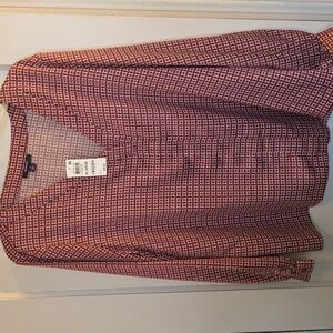 Alfani Dark Red and White Patterned Blouse XL